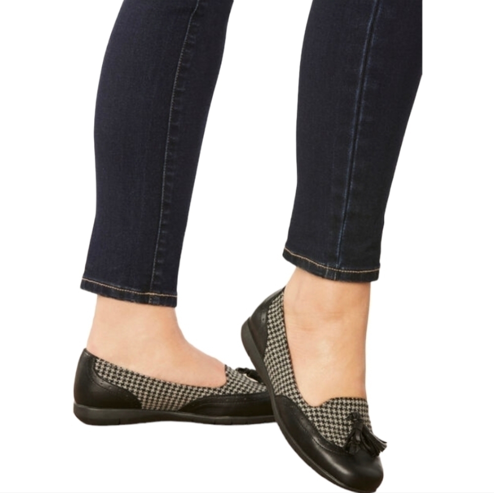 Comfortview; Women's Black Herringbone "The Aster Flat"  Shoe, Sz 10 1/2 WW